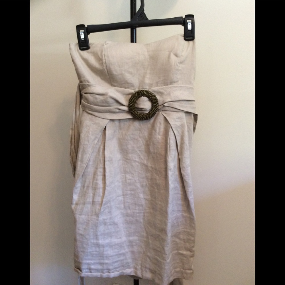 Lined Cream Strapless Dress